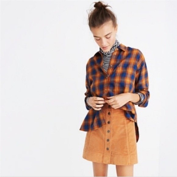 Madewell Westward Shirt Ardan Plaid Crop Flannel Buttoned Up Shirt M - Picture 1 of 9